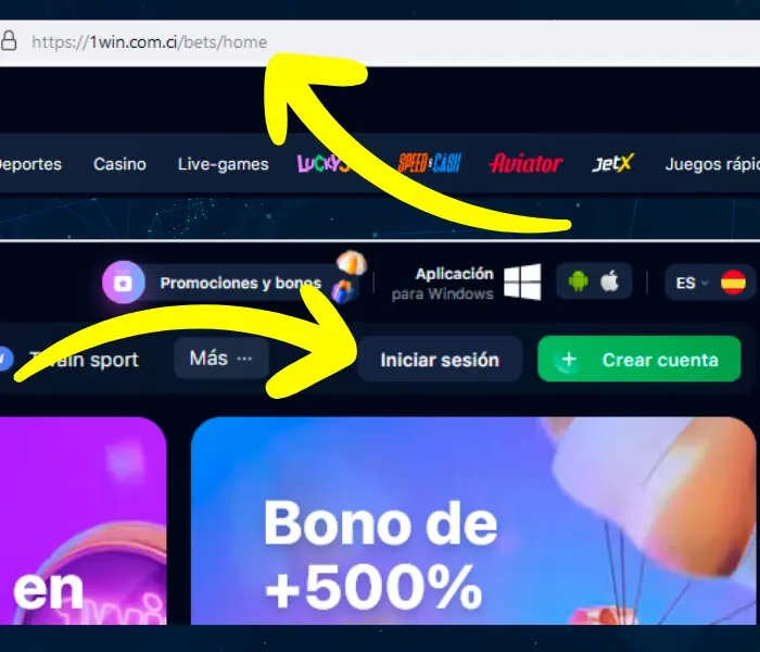 1win haga clic en Iniciar sesión;