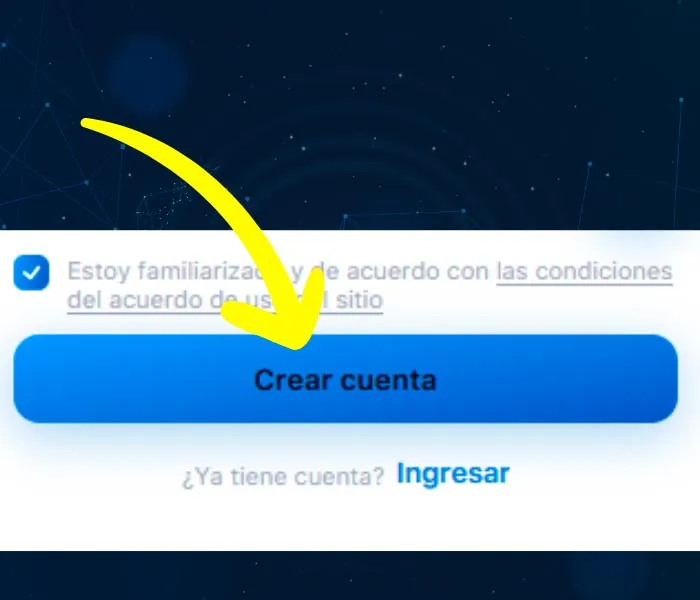 El proceso de registro de la aplicación 1win es el paso 8