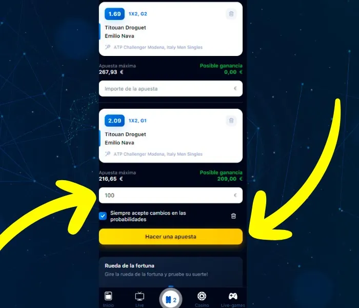 Proceso de apuestas 1win paso 5