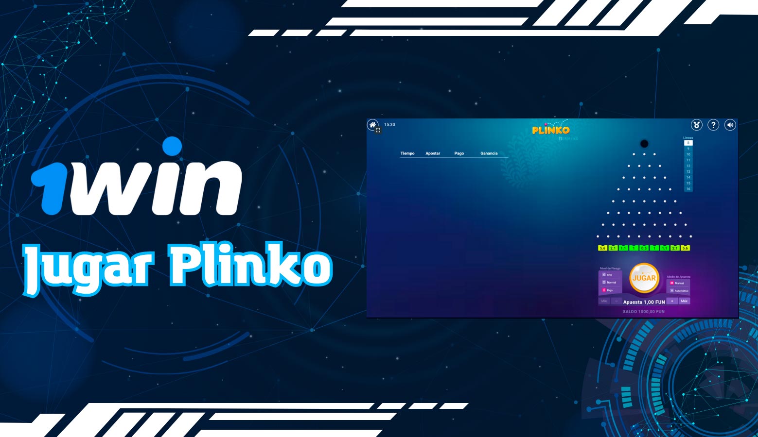 Proceso de juego en Plinko 1Win