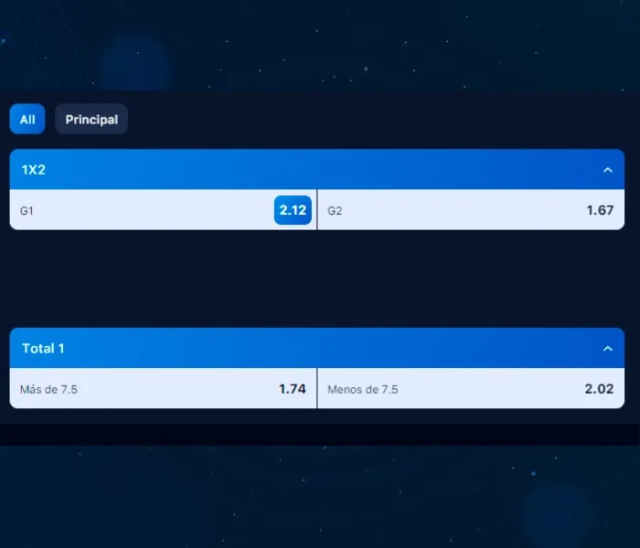 En 1win, selecciona el formato de competición