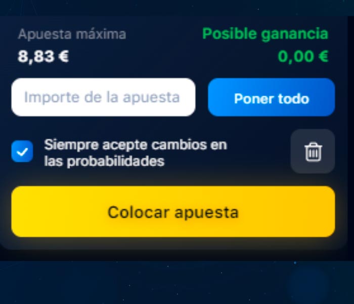 Haga una apuesta en el cupón 1win