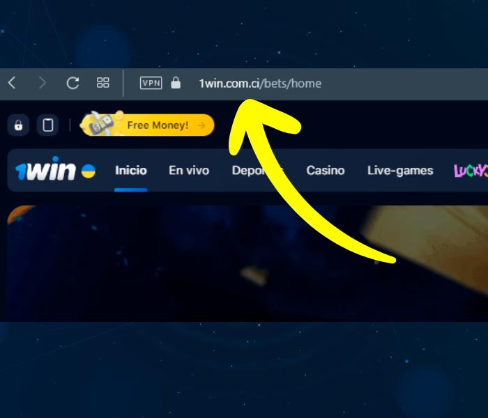 Paso 1 para comenzar a jugar al juego Plinko 1win