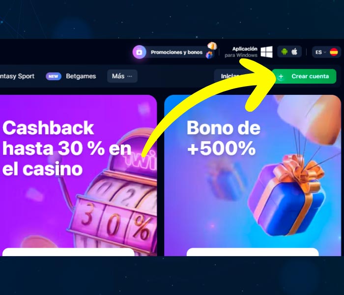 Haga clic en «Crear cuenta».