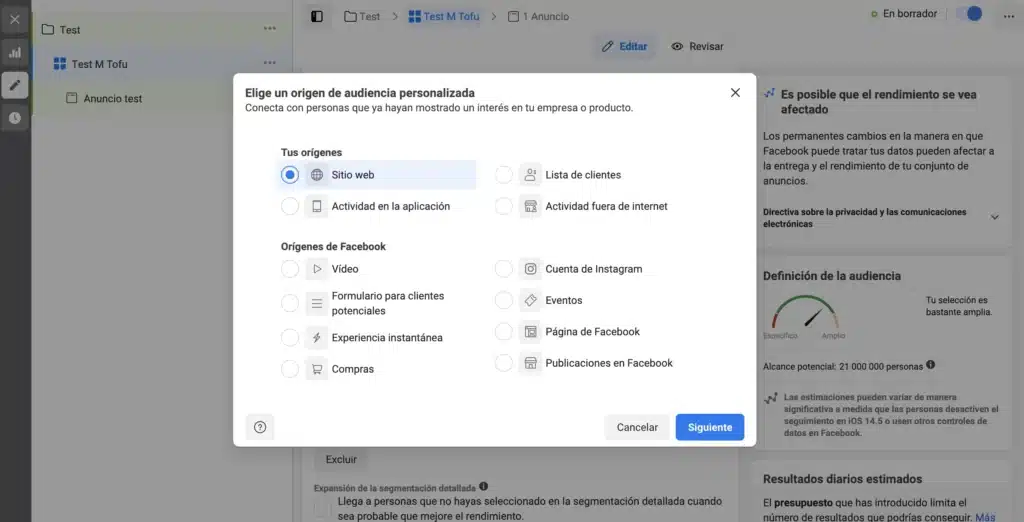 tipos de segmentacion en facebook ads